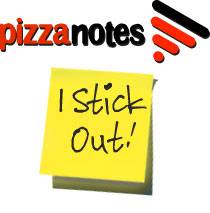 sticky note advertising for pizzerias